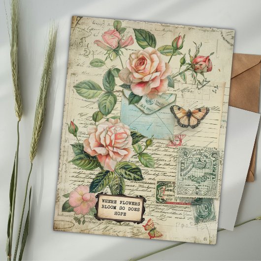  Rozen & Vlinder Botanische Ephemera Briefkaart