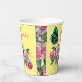 Rozen vlinder Happy Birthday Paper Cups Papieren Bekers (Rechts)