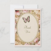  Rozen vlinder, Muzieknoten Dank u Bedankkaart (Voorkant)