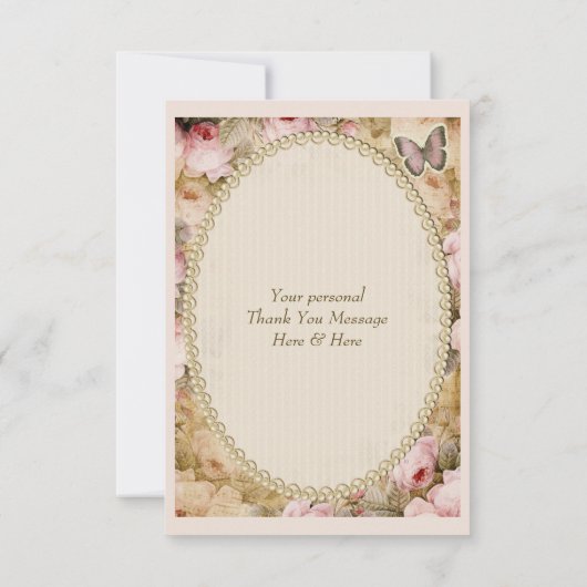 Rozen vlinder, Muzieknoten Dank u Bedankkaart (Achterkant)