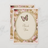 Rozen vlinder, Muzieknoten Dank u Bedankkaart (Voorkant / Achterkant)