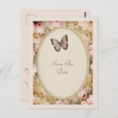 Rozen vlinder, Muzieknoten sparen de Datum Briefkaart (Voorkant / Achterkant)