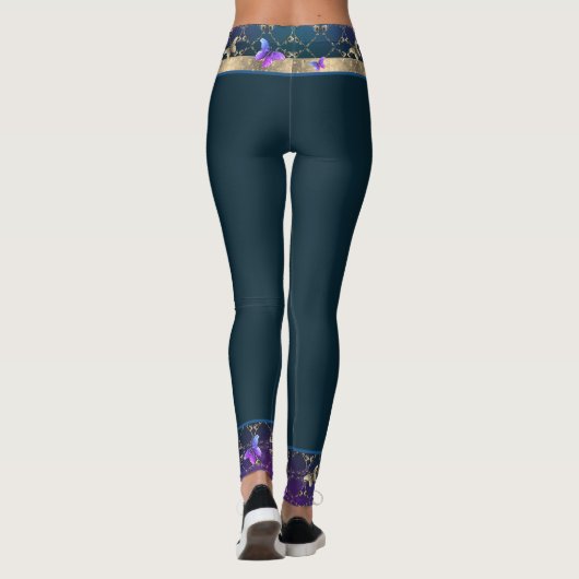 Rozen & Vlinders Blauwe Leggings (Achterkant)