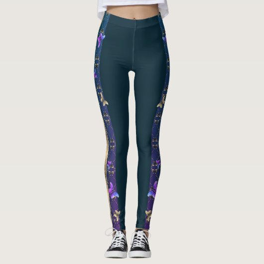 Rozen & Vlinders Blauwe Leggings (Voorkant)
