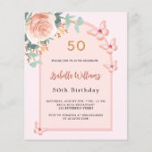 Rozen vlinders bloemenboog Verjaardagsuitnodiging (Voorkant)