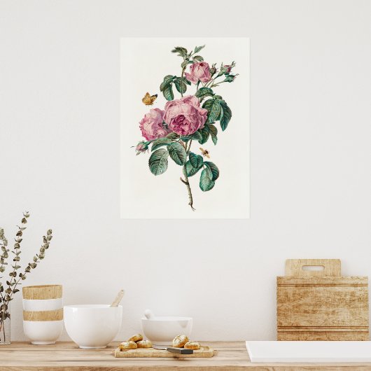 Rozen & Vlinders  Botanische Kunst Print (Keuken)