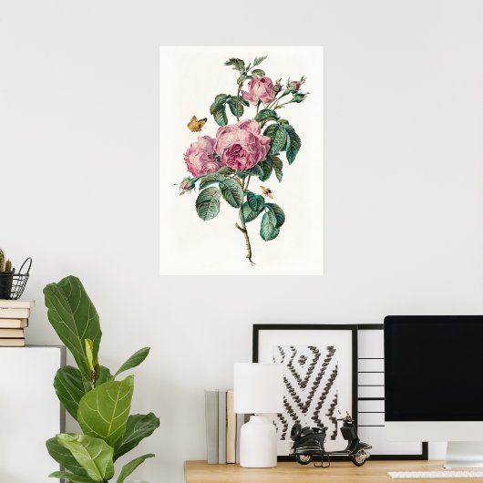 Rozen & Vlinders  Botanische Kunst Print (Thuiskantoor)
