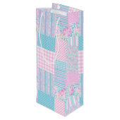 Rozen Vlinders Faux Patchwork Wijn Gift Bag Wijn Cadeautas (Achterkant Gekanteld)
