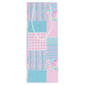 Rozen Vlinders Faux Patchwork Wijn Gift Bag Wijn Cadeautas (Achterkant)