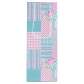 Rozen Vlinders Faux Patchwork Wijn Gift Bag Wijn Cadeautas (Voorkant)