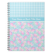 Rozen, Vlinders, Gingham Custom Spiral Notitieboek (Voorkant)
