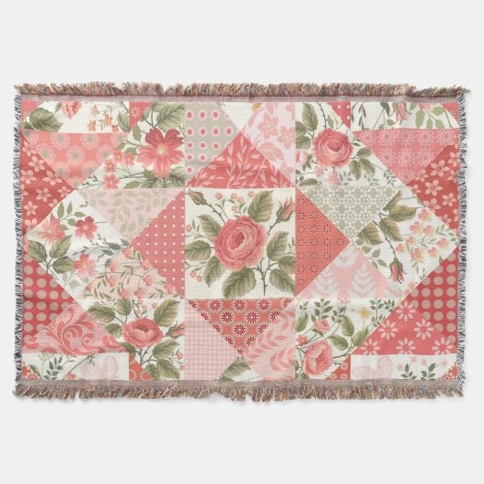 Rozen Vlinders Naadloze Patchwork Deken (Voorkant)
