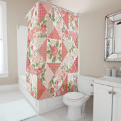 Rozen Vlinders Naadloze Patchwork Douchegordijn (In situ)