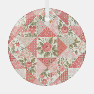Rozen Vlinders Naadloze Patchwork Glas Ornament