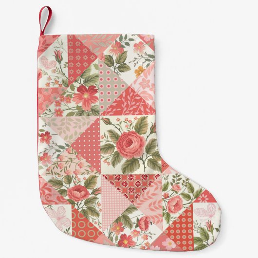 Rozen Vlinders Naadloze Patchwork Kleine Kerstsok (Voorkant)