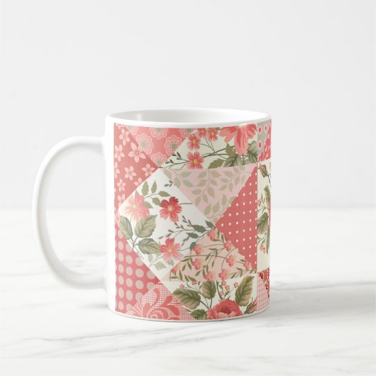 Rozen Vlinders Naadloze Patchwork Koffiemok (Links)