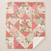 Rozen Vlinders Naadloze Patchwork Sherpa Deken (Voorkant)