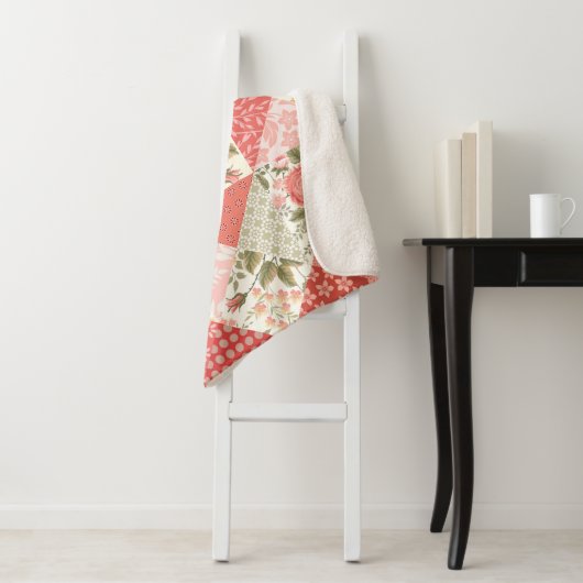 Rozen Vlinders Naadloze Patchwork Sherpa Deken (In situ)