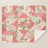 Rozen Vlinders Naadloze Patchwork Sherpa Deken (Voorkant (horizontaal))