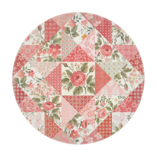 Rozen Vlinders Naadloze Patchwork Snijplank (Voorkant)