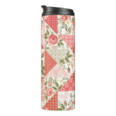 Rozen Vlinders Naadloze Patchwork Thermosbeker (Geroteerd rechts)