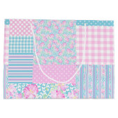 Rozen, Vlinders Nep Patchwork Grote Cadeaubag Large Cadeautasje (Achterkant)