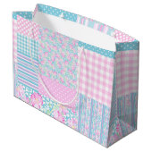 Rozen, Vlinders Nep Patchwork Grote Cadeaubag Large Cadeautasje (Achterkant Gekanteld)