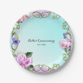 Rozen & Vlinders Sparkle Verjaardagsfeest Papieren Bordje (Voorkant)