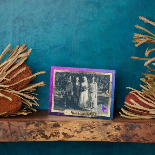 Rozen Vlinders Tafelblad Plaque met Ezel Fotoplaat (Zijkant)