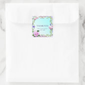 Rozen & Vlinders Verjaardagsfeestgunst Vierkante Sticker (Tas)