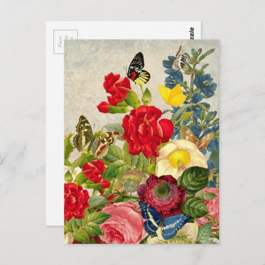 Rozen Vloervlinderschilderingen Briefkaart (Voorkant / Achterkant)