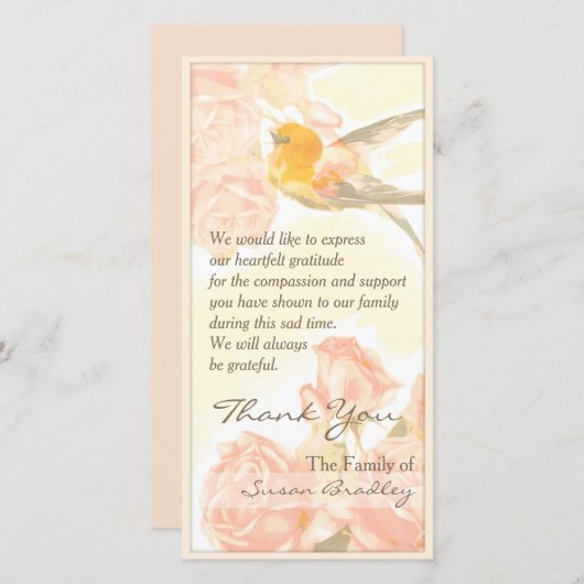 Rozen Vogelsympathie Hartelijk dank Bedankkaart (Voorkant / Achterkant)