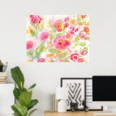 Rozen voor abstracte Waterverf Poster (Thuiskantoor)