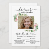 Rozen voor altijd in onze harten begrafenis herden kaart (Voorkant / Achterkant)