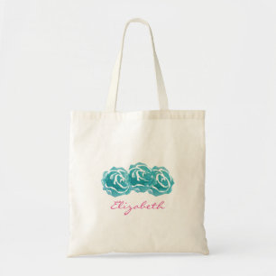 Rozen voor blauwgroen Waterverf Tote Bag
