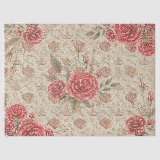 Rozen voor boekenliefhebbers Tissue Paper Tissuepapier (Voorkant)
