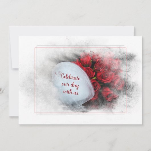 rozen voor bruiloft en ijshart in getextureerd lij kaart (Voorkant)