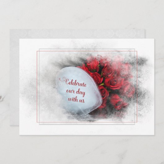 rozen voor bruiloft en ijshart in getextureerd lij kaart (Voorkant / Achterkant)