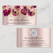 Rozen voor bruiloft Floral Logo QR CODE Visitekaartje (Voorkant / Achterkant)