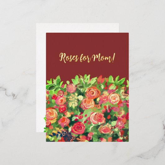 Rozen voor de beste moeder! folie feestdagen briefkaart (Voorkant / Achterkant)