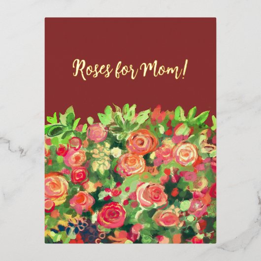 Rozen voor de beste moeder! folie feestdagen briefkaart (Voorkant)