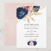  Rozen voor de marine en Blush Wedding Save The Date (Voorkant / Achterkant)