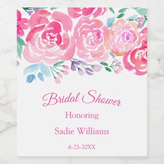 Rozen voor de Waterverf van vrijgezellenfeesten en Wijn Etiket (Enkel label)