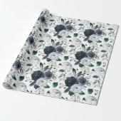 Rozen voor de Waterverf van zeemacht en blauw Cadeaupapier (Uitgerold)