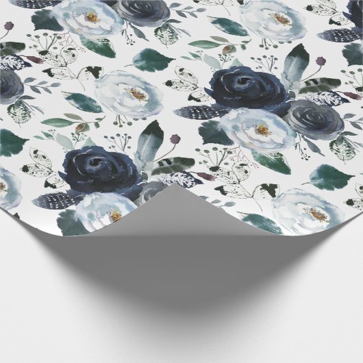 Rozen voor de Waterverf van zeemacht en blauw Cadeaupapier (Hoek)