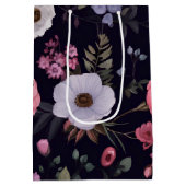 Rozen voor de zomer op zwart medium cadeauzakje (Achterkant)