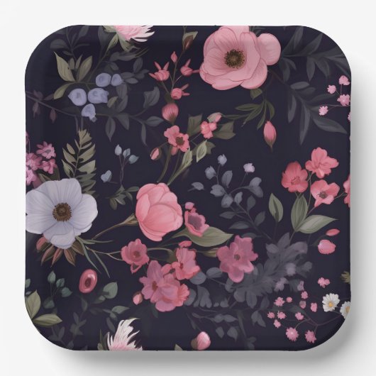 Rozen voor de zomer op zwart papieren bordje (Voorkant)