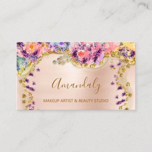 Rozen voor Glitter Gold Event Planner Mode Stylist Visitekaartje (Voorkant)
