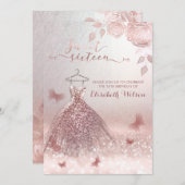 Rozen voor goudglitterkleding van roomrijk Roos Kaart (Voorkant / Achterkant)