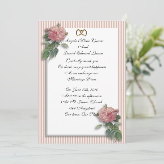  rozen voor huwelijksuitnodiging shabby kaart (Staand voorkant)